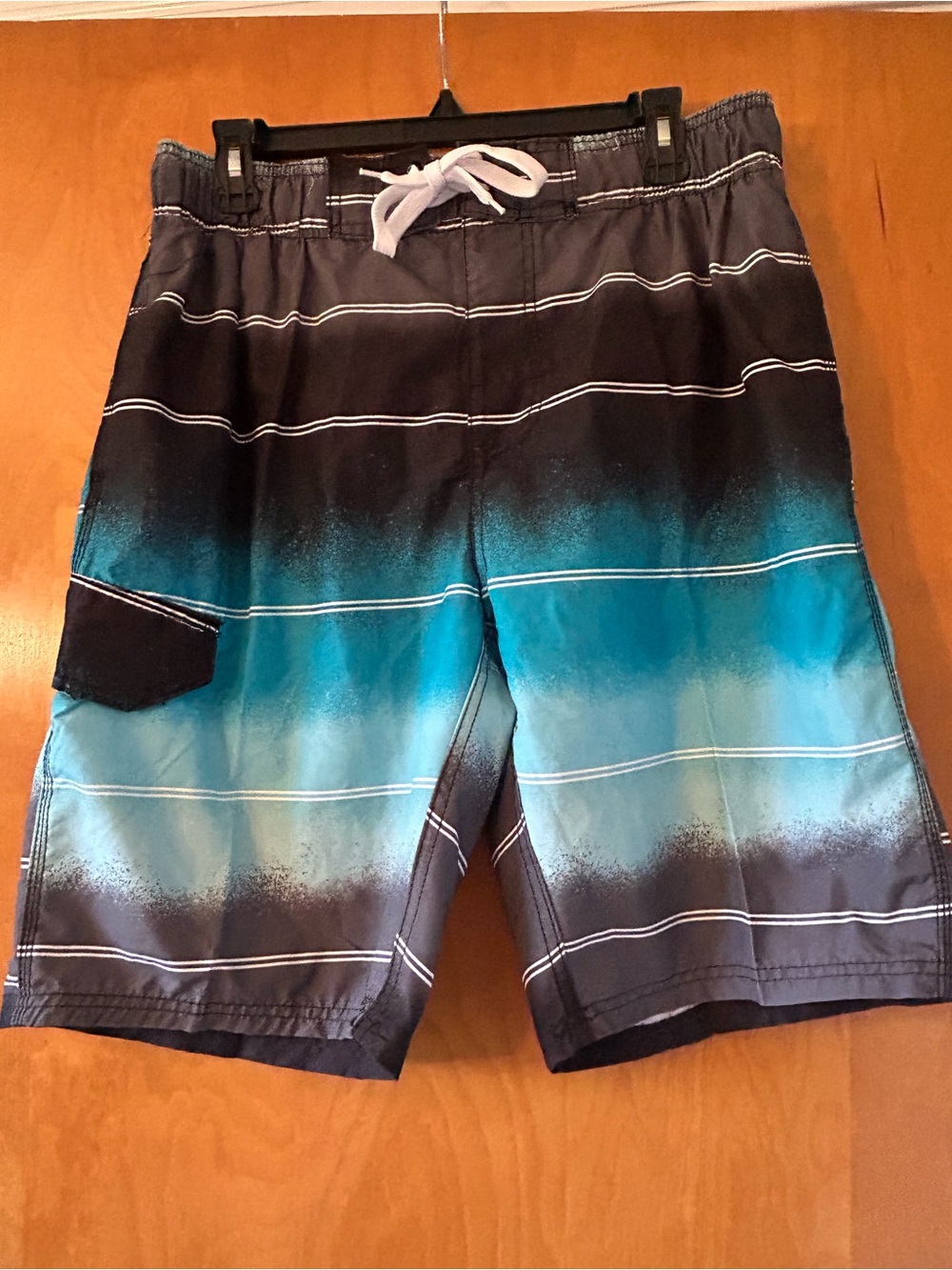 Men's Ombre Teal & Black Board large swim Shorts